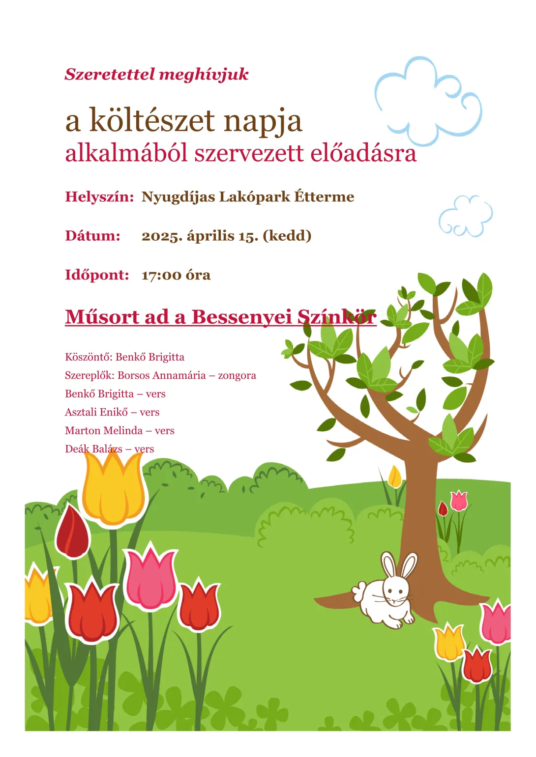 Költészet napi meghívó